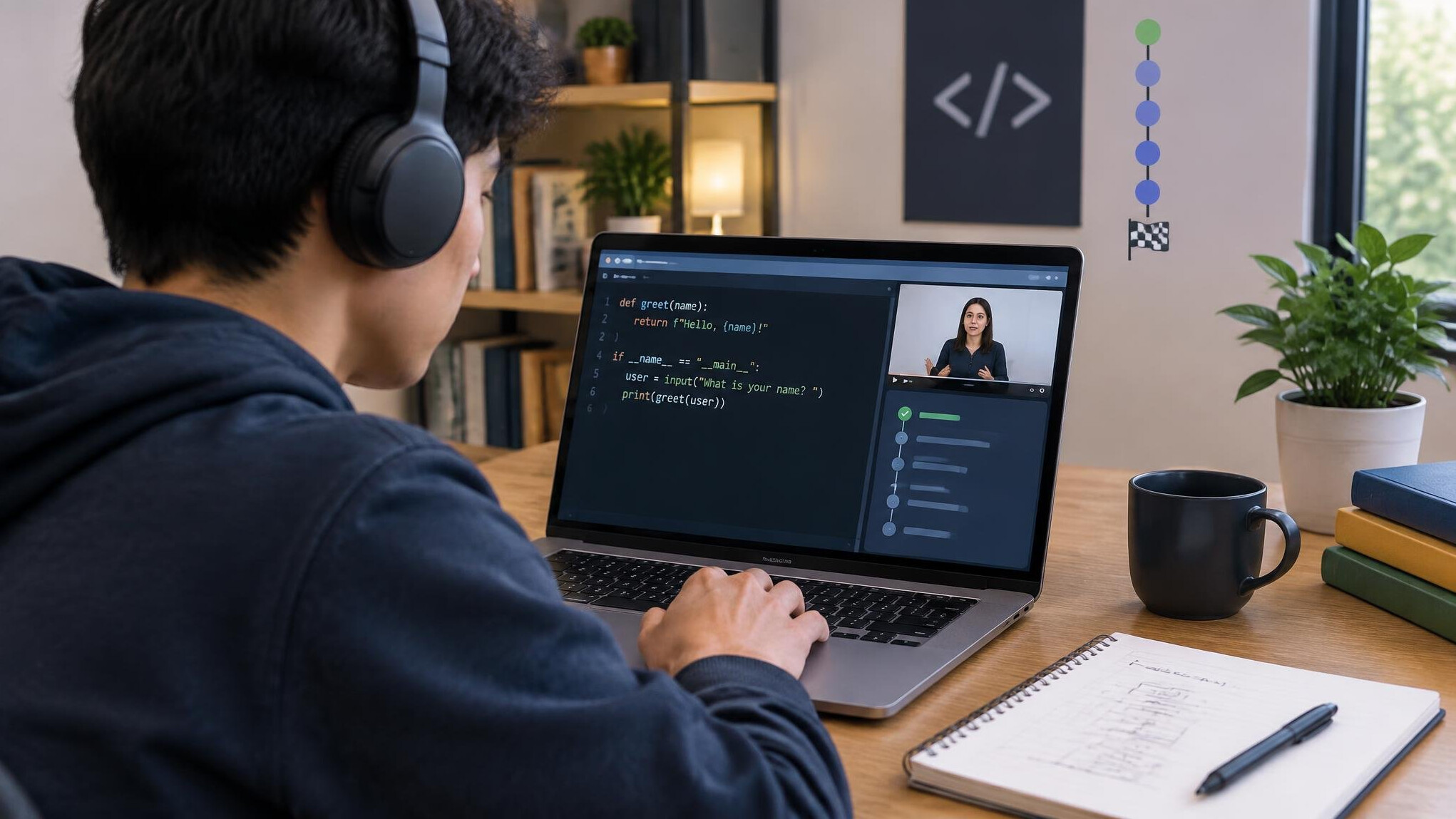 person studying programming online