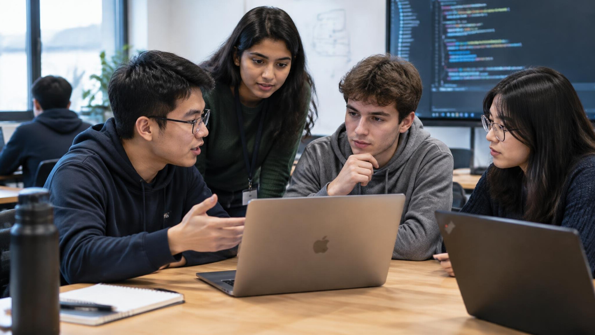 group of students in coding class