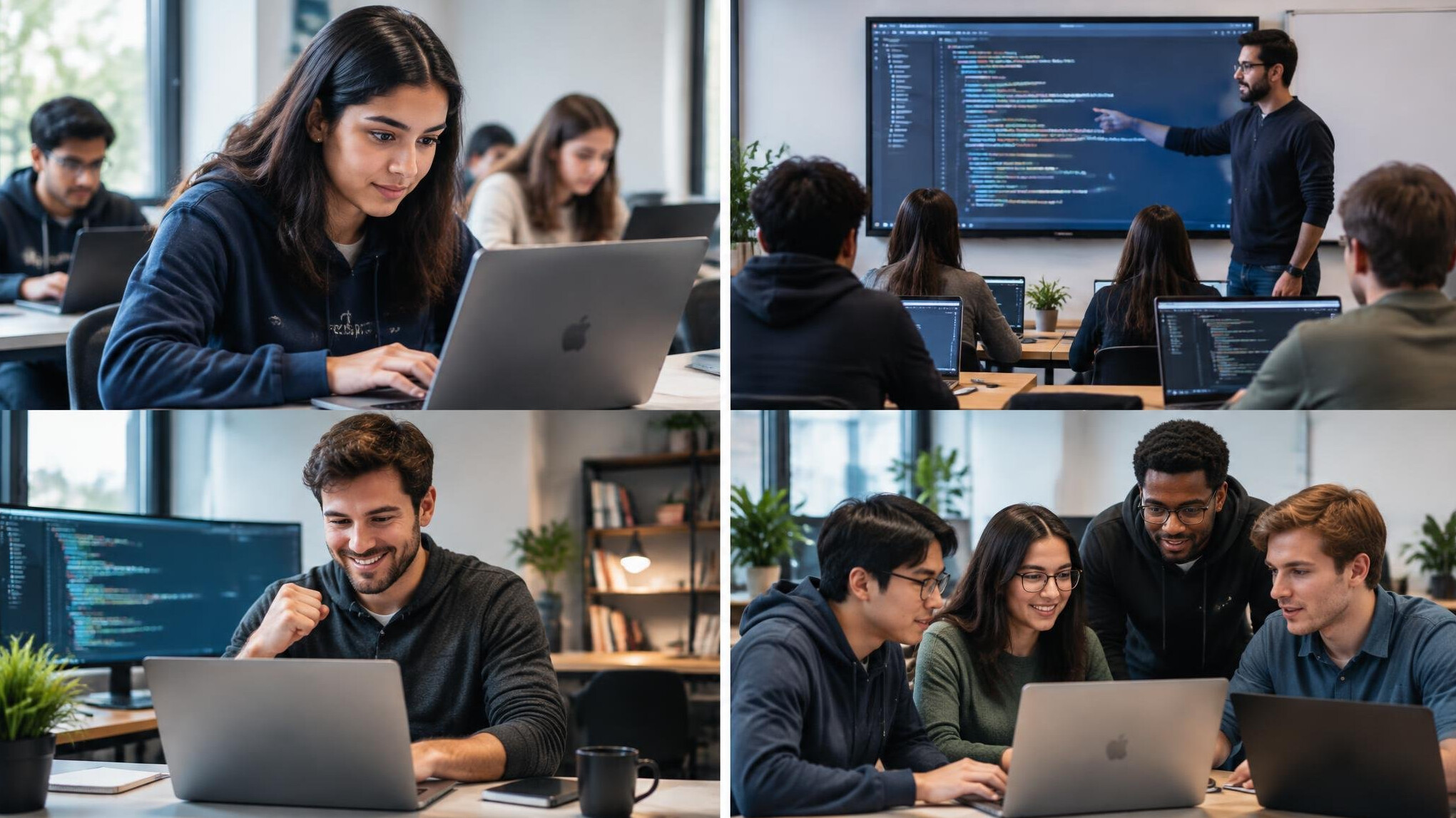 student learning programming on laptop