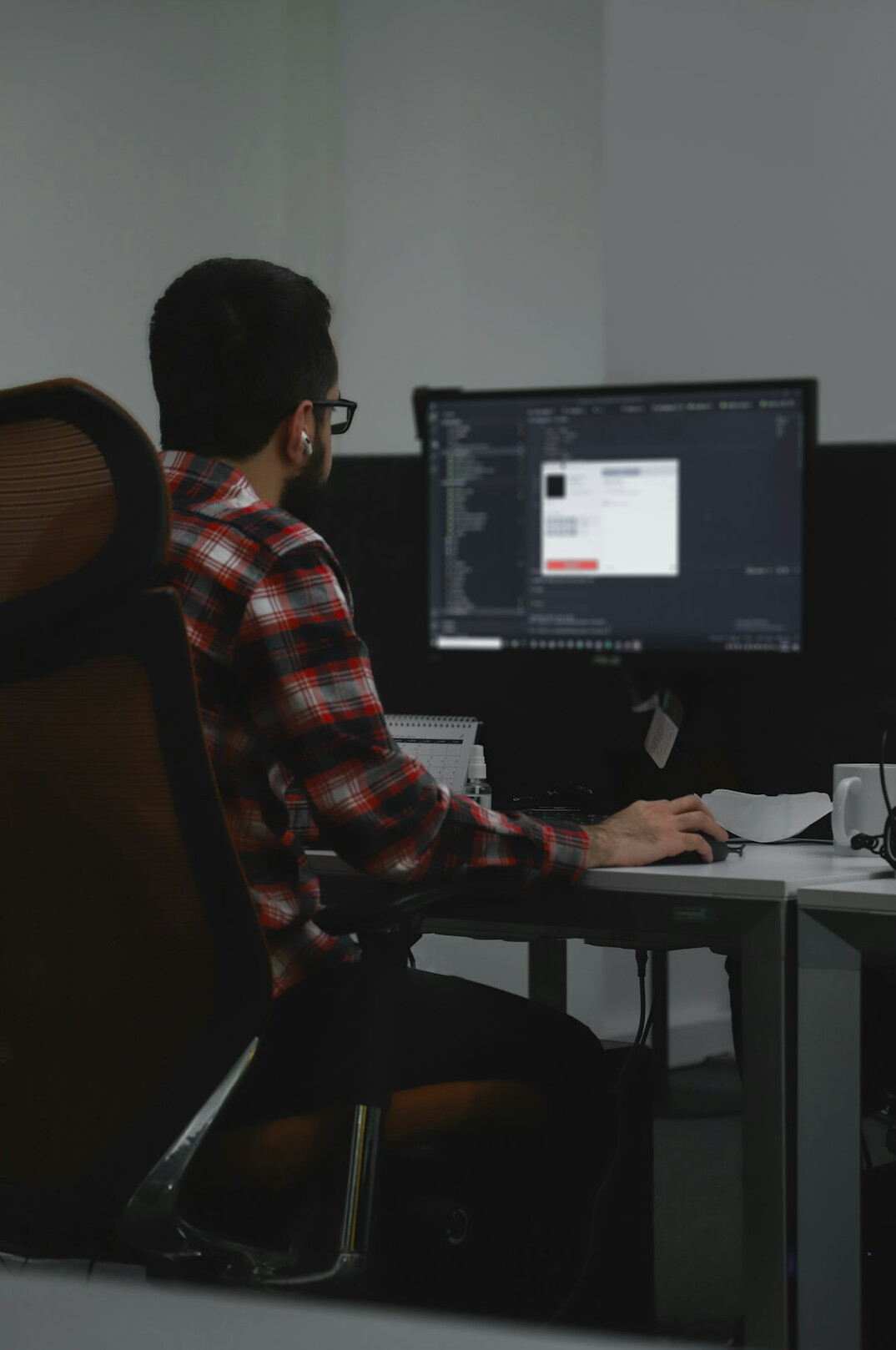 student learning programming at desk
